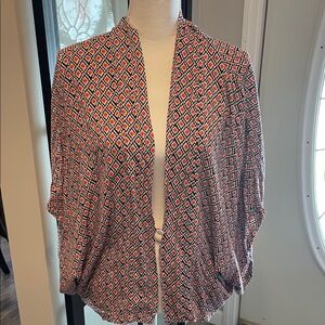 Boutique Umgee Boho 3/4 Sleeve Cardigan/Ponch With Design Back…Size Medium-Large
